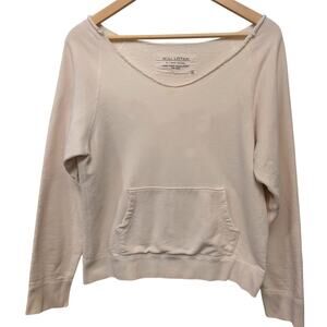 Nili Lotan Women's Distressed Wide V-Neck Sweatshirt Off White *Read